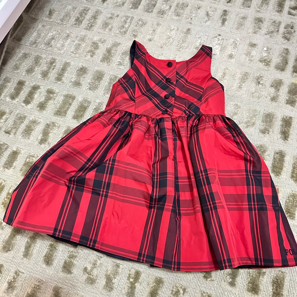 Polo Ralph Lauren Girls 2T Red Black Plaid Long Sleeve Dress - Picture 3 of 3